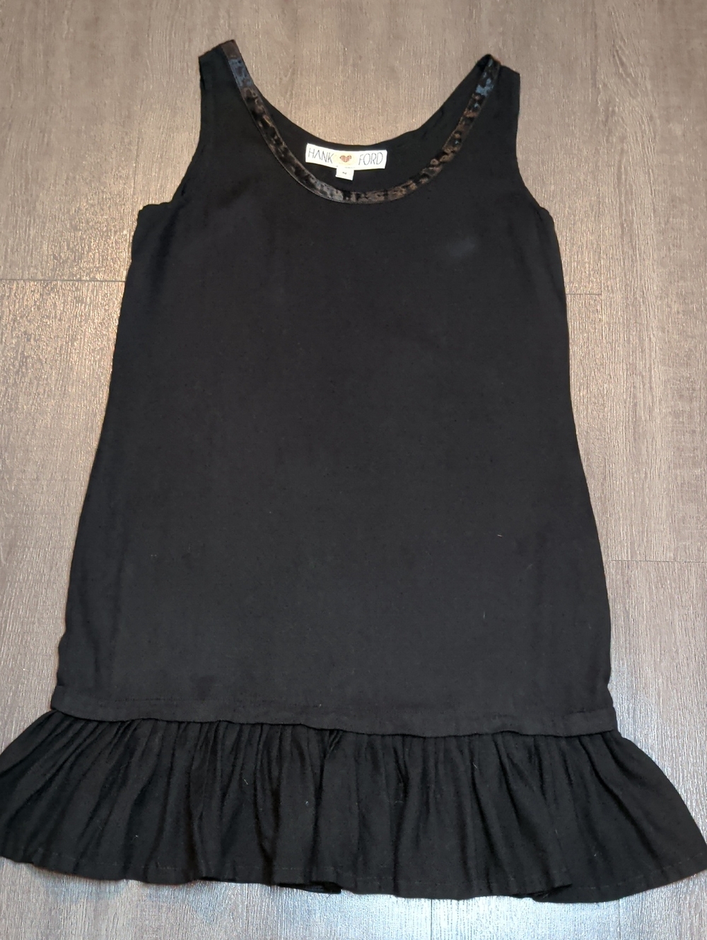 Vintage Hank Ford Little Black Dress Sleeveless Ruffled Hem Classic LBD SZ S